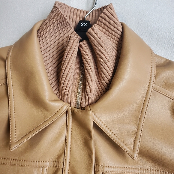 NWT$495 SIMKHAI Becka Boxy Zip-front Vegan Faux Leather Jacket Sz Large - Picture 11 of 15